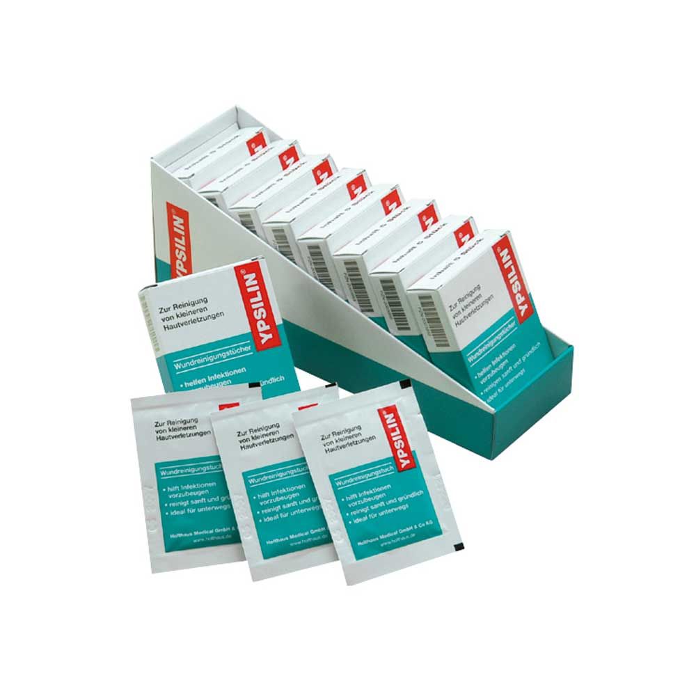 YPSILIN® Wundreinigungstücher 14x19 cm, 5er-Pack, einzeln verpackte Tücher