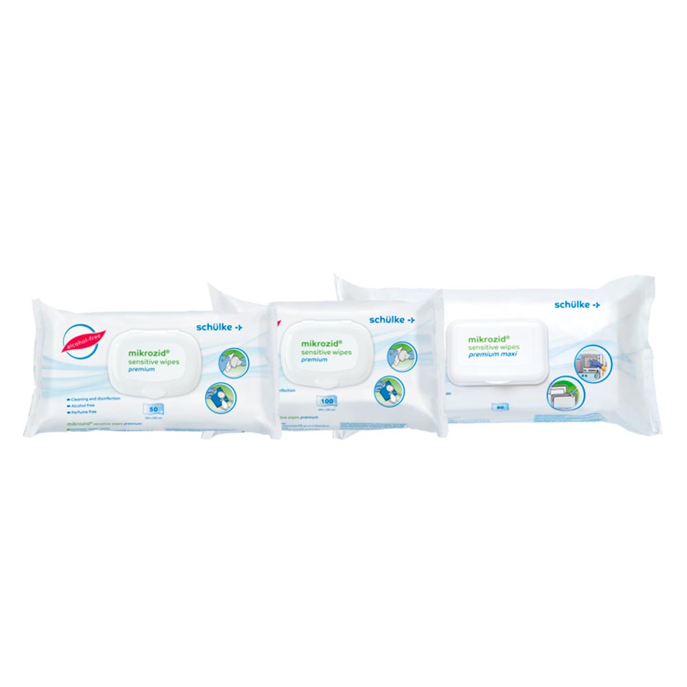 Schülke Desinfektionstücher Mikrozid® Sensitive Premium, rechte Packungsseite