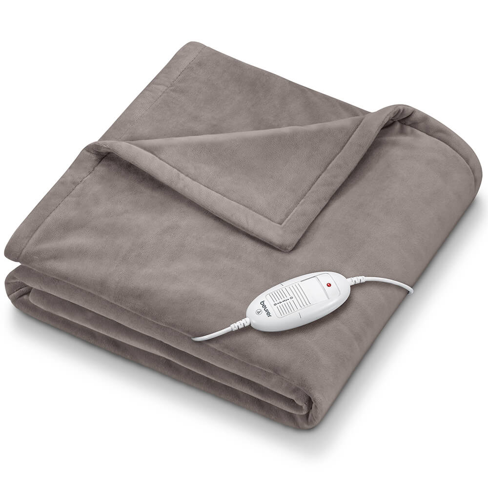 Beurer Heizdecke HD75, taupe gefaltet, mit Bediengerät und Kabel