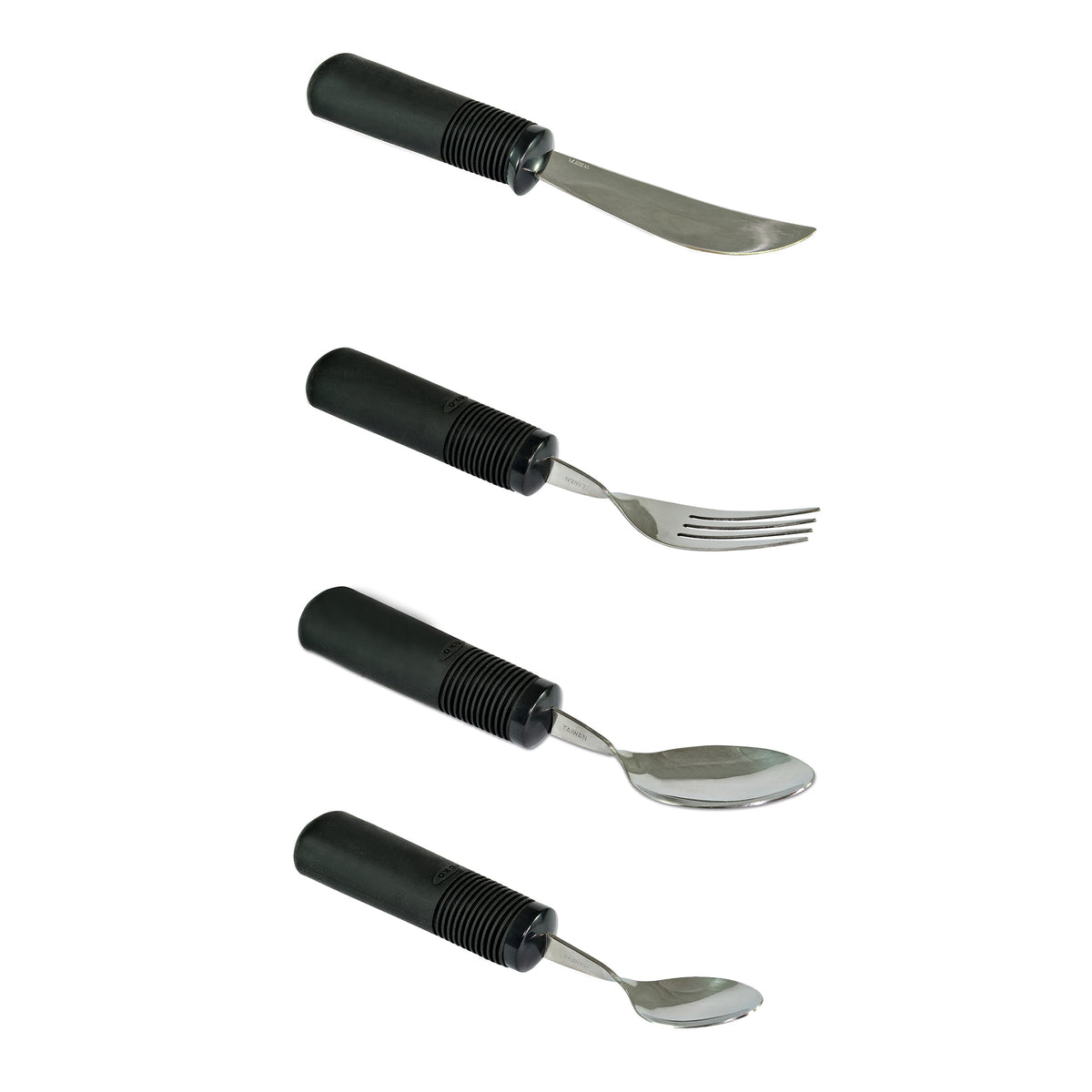 Big-Grip Besteckset mit Messer, Gabel und Löffeln, schwarz, Edelstahl