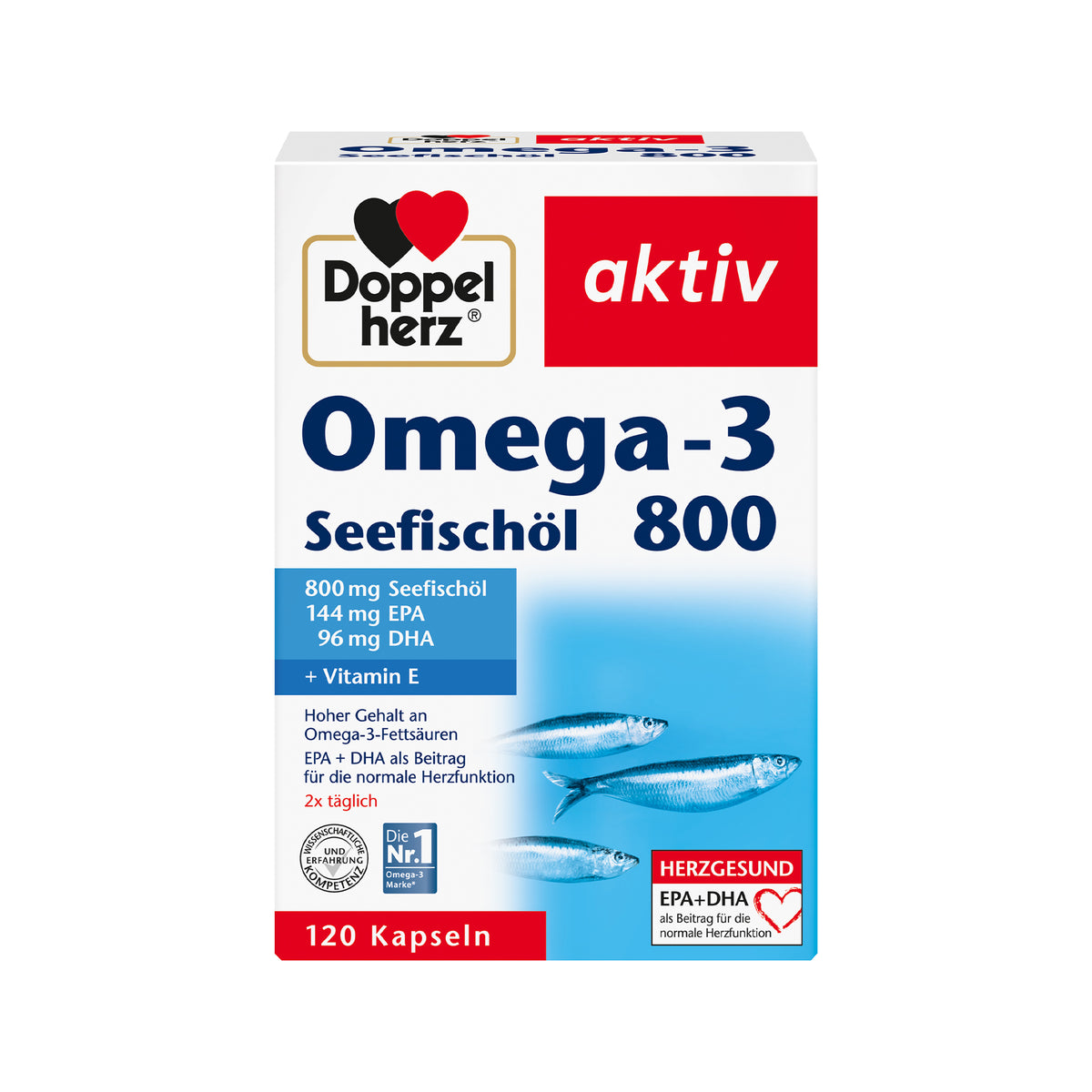 Doppelherz aktiv Omega-3 Seefischöl 800mg, 120 Kapseln