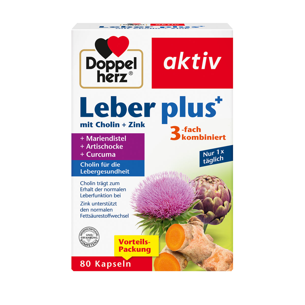 Nahrungsergänzungskapseln Doppelherz aktiv Leber plus, 80 Kapseln