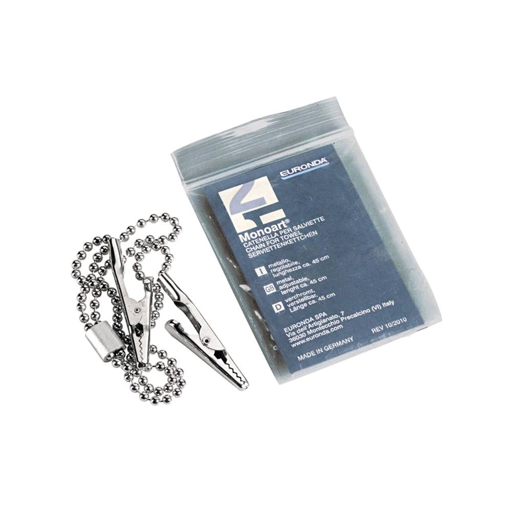 Serviettenkettchen von Euronda mit Metallkette und zwei Clip-Haltern, im Beutel
