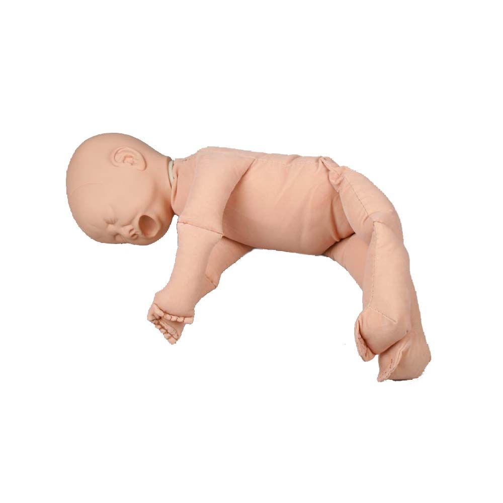 Weibliche Fetuspuppe, beige, gebeugte Arme und Beine, seitliche Ansicht