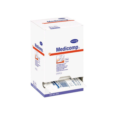 Sterile Vliesstoffkompressen-Packung von Hartmann, Medicomp, mit Frontaufdruck