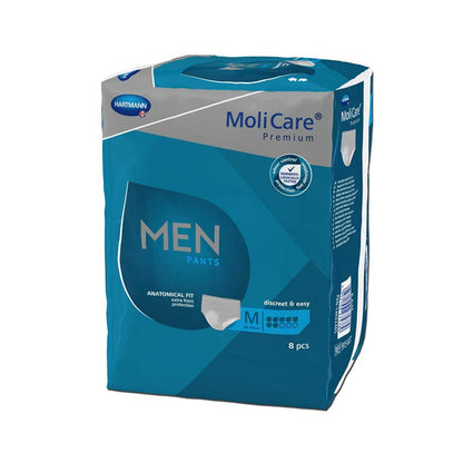 Inkontinenzslip MoliCare Premium Men Pants: Verpackung, Größe M (8 Stück), Kappen-Ansicht