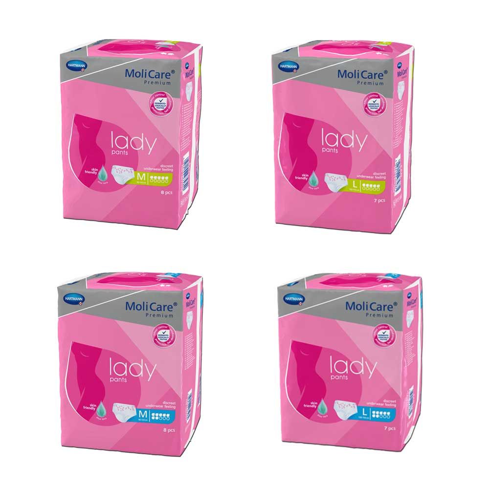 Rosa Inkontinenzslip-Pants Packung mit Aufdruck „lady“ und „MoliCare“