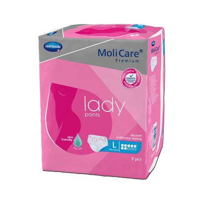 Rosa Inkontinenzslip-Pants Packung, Vorderansicht mit „lady pants“ Aufdruck