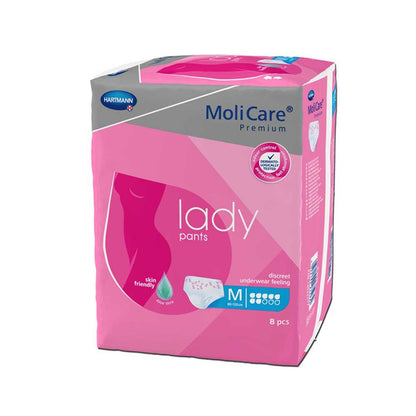 Rosa Inkontinenzslip-Pants Packung, Front mit Aufdruck „lady pants“ und „M“