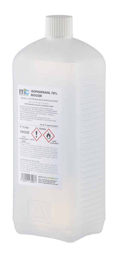 Desinfektionsmittel-Flasche mit Schraubdeckel, Isopropanol 70%, geripptes Flaschenprofil
