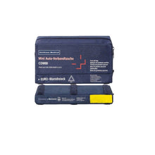 Mini Auto-Verbandtasche COMBI, dunkelblau, mit herausklappbarer Weste und Warnhinweisen
