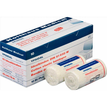 Holthaus Medical YPSIDAL Idealbinde: weiße elastische Baumwollbinde, lose, 10 Stück