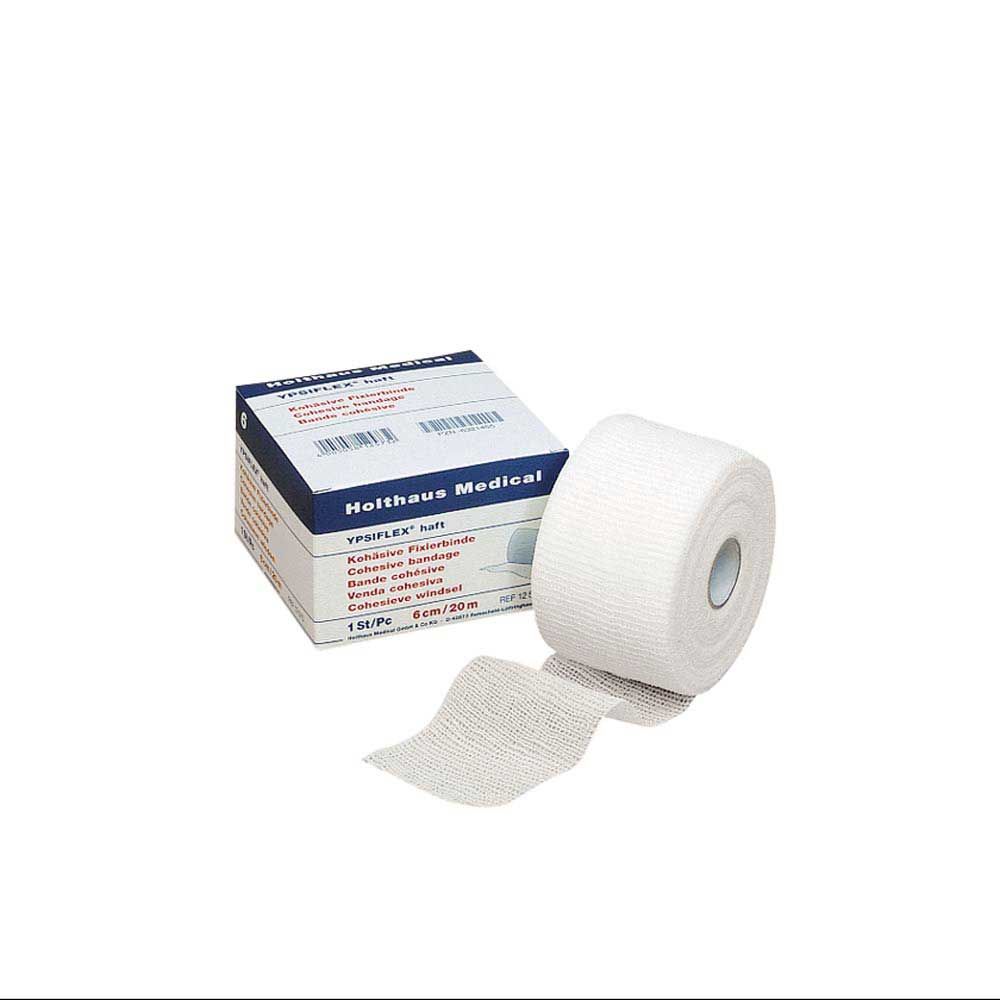 Haft-Mullbinde YPSIFLEX® haftend: hellgraue Mullbinde auf Rolle, mit Kartonverpackung