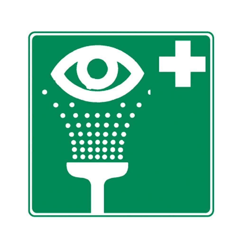 Leuchtende Augen-Spüleinrichtung 20×20 cm mit Augen- und Plus-Symbol.