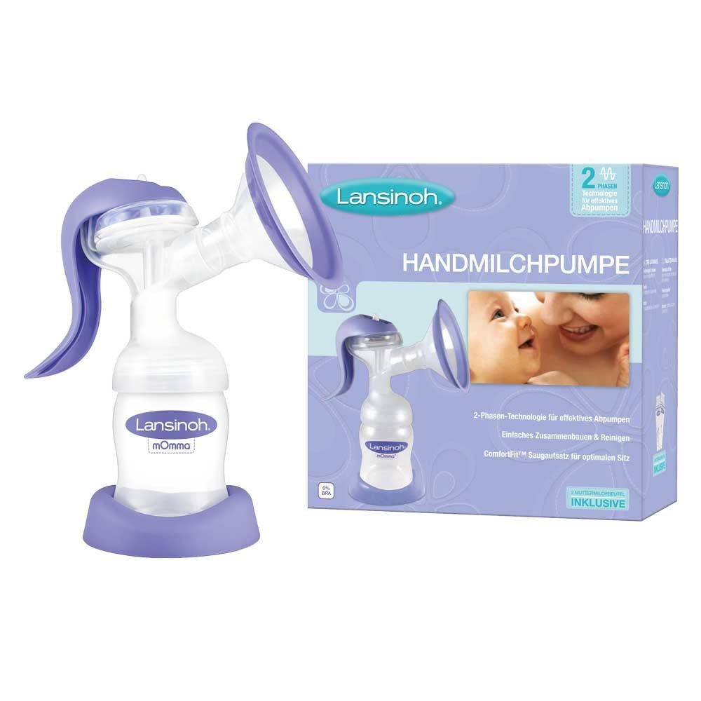 Lansinoh Handmilchpumpe mit Verpackungskarton, Weithals, 2-Phasen-Technologie