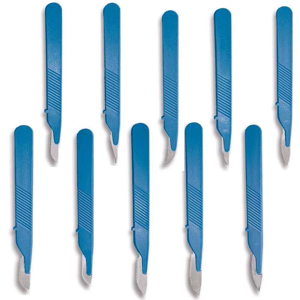 Einmal-Skalpelle, steril, blaue Griffe mit Edelstahlklingen, 10er-Pack