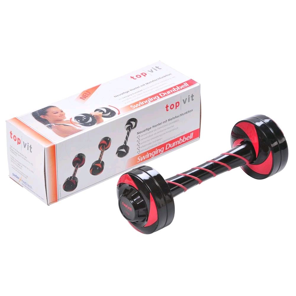 Swinging-Hantel Top vit® mit Gegengewicht, schwarze Scheiben und rote Akzente
