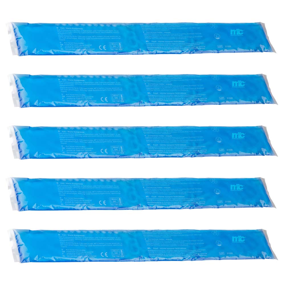 Kalt-Warm-Gel-Kompressen (5er-Set), blaue Mikrowellen-Kompressen, langes Format