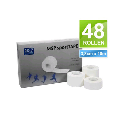 MSP sportTape Tapeverband, weiße Rollen, 48 Stück, 3,8 cm x 10 m