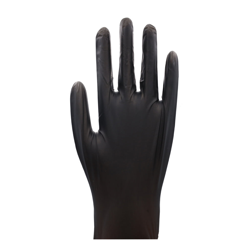 Schwarzer Med-Comfort Vitrilhandschuh, offenes Handgelenk, glatte Einmalhandschuhe