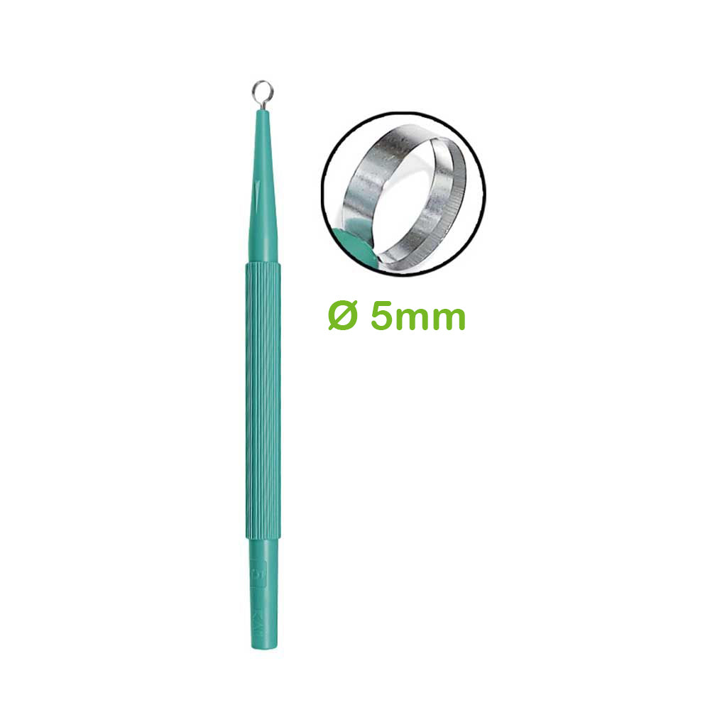 Einweg-Hautkürette mit grünem Griff, 5 mm, einseitig scharf