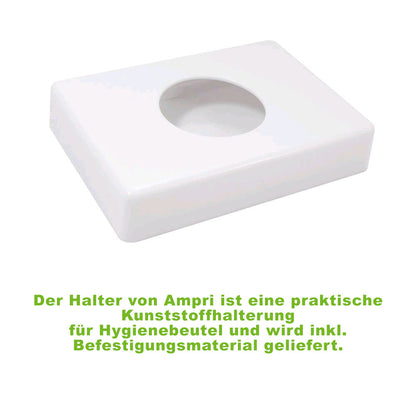 Kunststoff-Hygienebeutel-Halter mit ovalem Ausschnitt, rechteckig, weiß