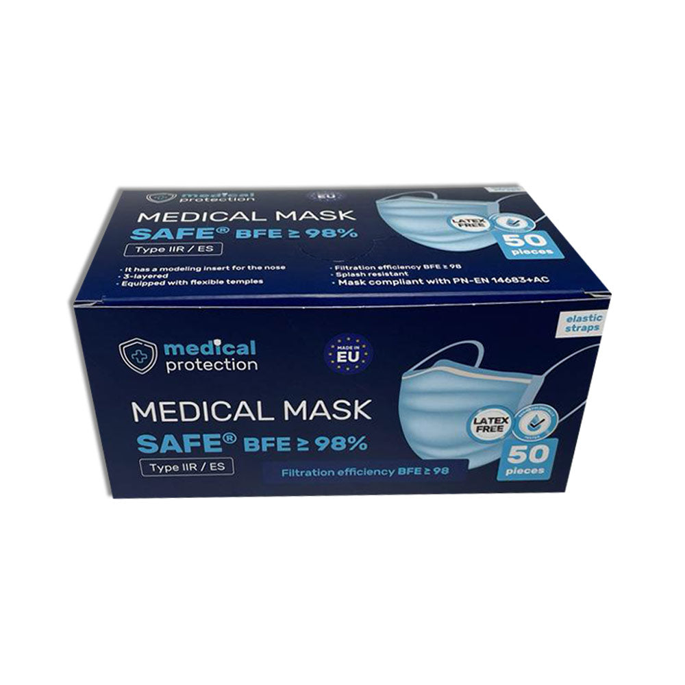 Mundschutz-Verpackung SAFE® von Medical Protection, blaue Box mit 50 St.