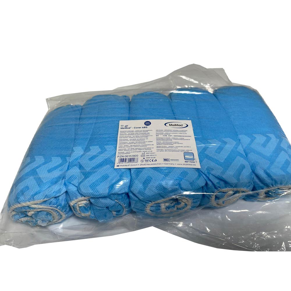 MaiMed® Cover ABS Einweg-Schuhüberzieher, blaue Überzieher im Beutel, rutschhemmende Sohle