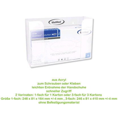Acryl-Handschuhspender zum Schrauben oder Kleben, transparente Front für Handschuhboxen
