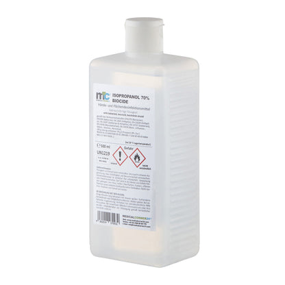 Desinfektionsmittel-Flasche mit Schraubdeckel, Isopropanol 70%, Rückseitenetikett