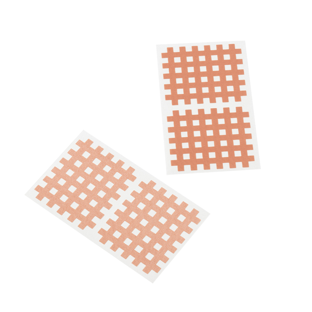 Kinesiologie-Cross-Patches aus Gitter in Beige, zwei Aufkleber