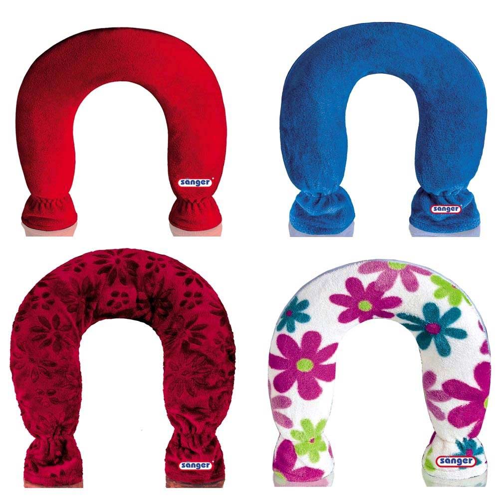 Sänger Nacken-Wärmflasche mit rotem Fleecebezug in U-Form für Hals und Schulter
