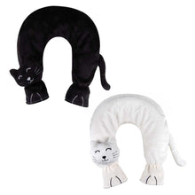 Nackenwärmflasche mit Katzenbezug, U-Form, schwarze und weiße Variante