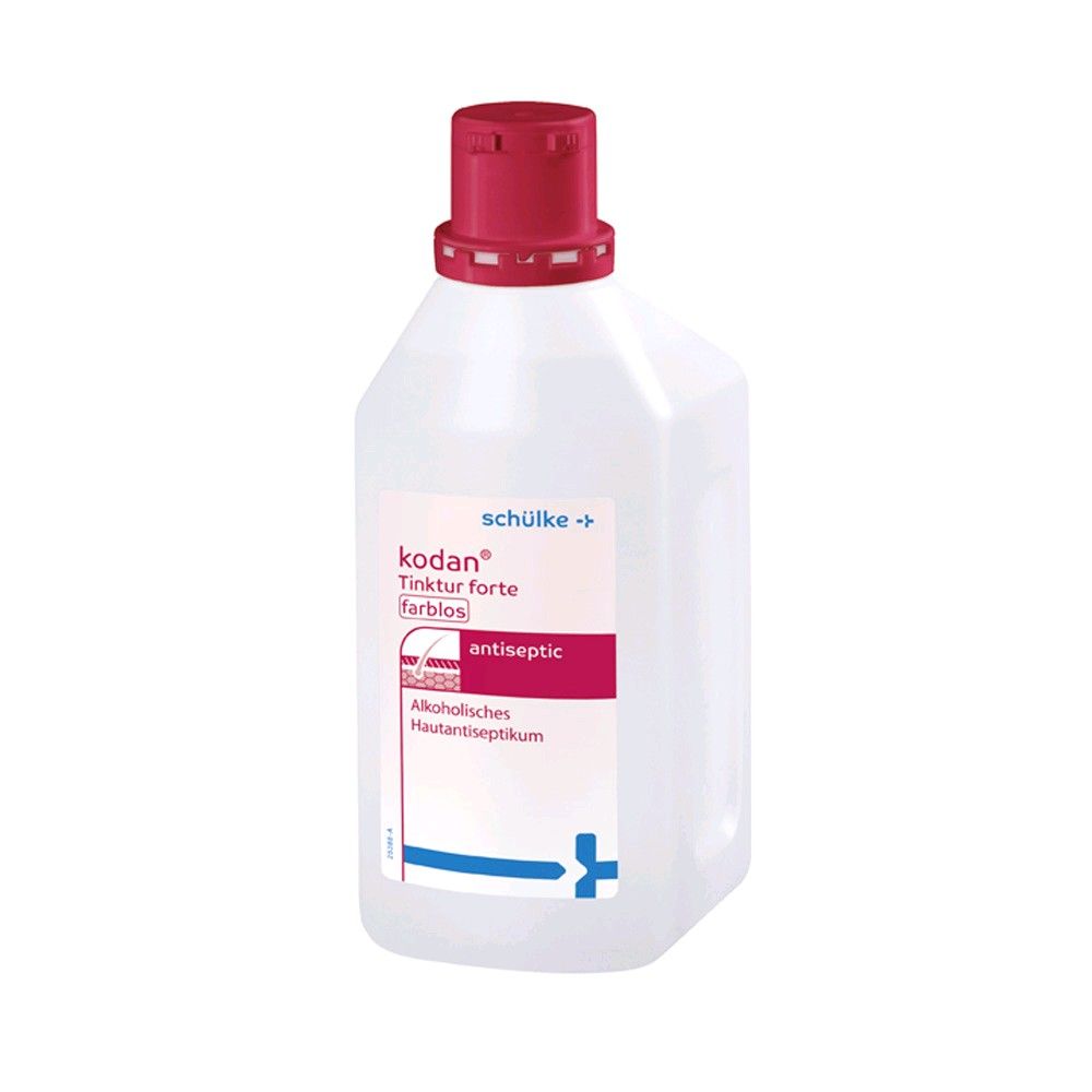 Schülke kodan Tinktur forte Hautdesinfektion, farblose Flasche mit rotem Dosierkopf