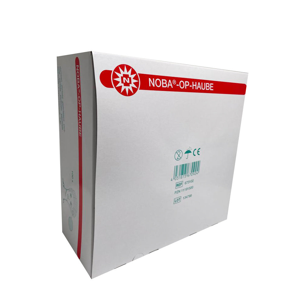Noba® OP-Haube Karton mit rotem Label und CE-Kennzeichnung
