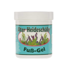 Fuß-Gel-Behälter Alter Heideschäfer® mit Pflanzenextrakten, 100 ml, türkisfarbenes Etikett