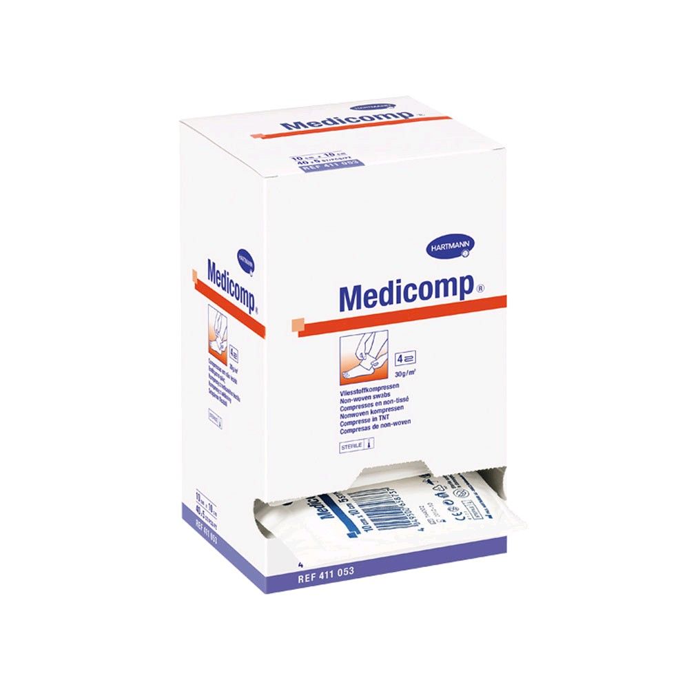 Sterile Vliesstoffkompressen-Box mit herausnehmbarem Blister, Hartmann und Medicomp