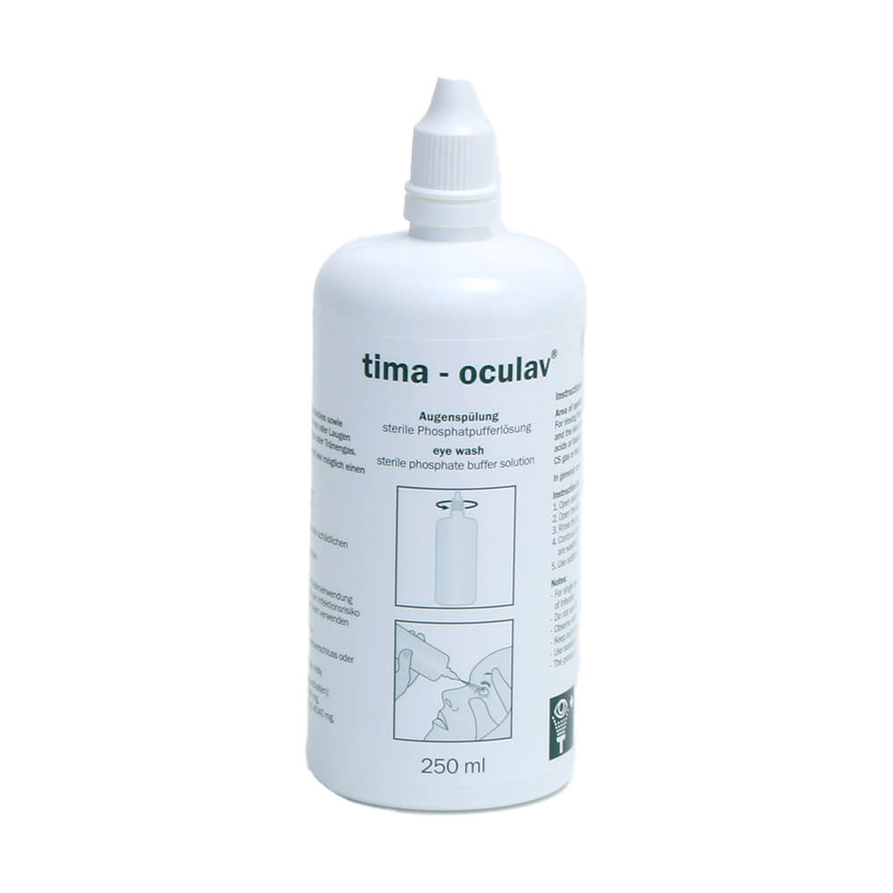 Sterile Augenspüllösung, 250 ml, weiße Flasche mit Tropferspender