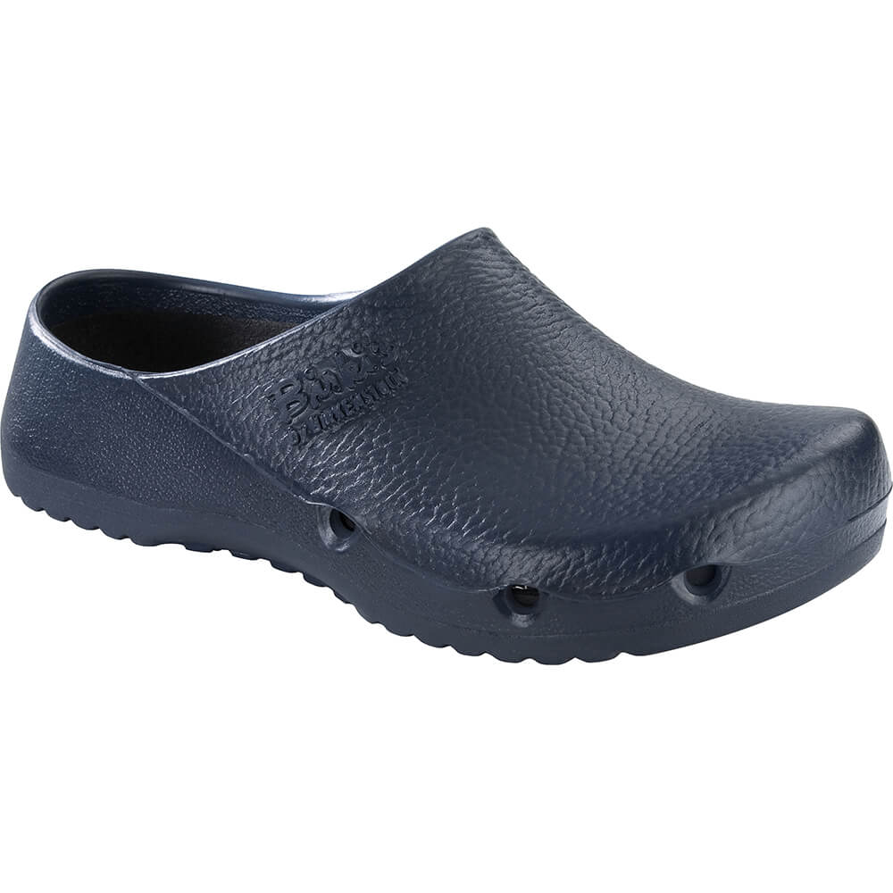 Birkenstock Birki Air Clog aus Polyurethan, dunkelblau, Seitenansicht mit Löchern