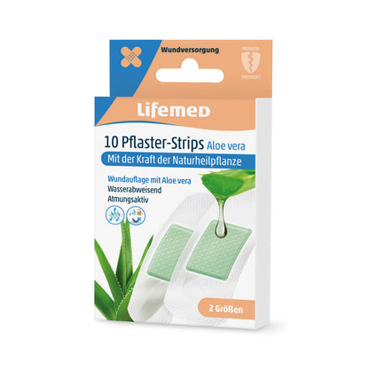Pflasterstrips von Lifemed mit Aloe-vera-Gel, weiß, wasserabweisend, 10 Stück