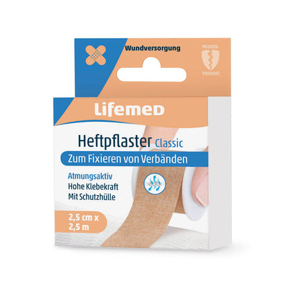 Heftpflaster Lifemed® Classic, hautfarben, Größe 2,5 cm x 2,5 m