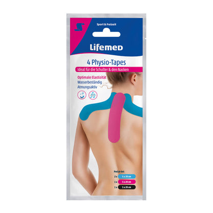 Physiotapes Nacken von Lifemed®: 4-er Packung mit 20×5 cm Tapes