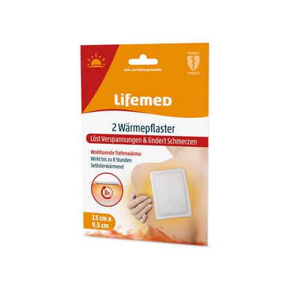 Lifemed® Wärmepflaster, weiß, 9,5×13 cm, 2 Stück (Verpackung)