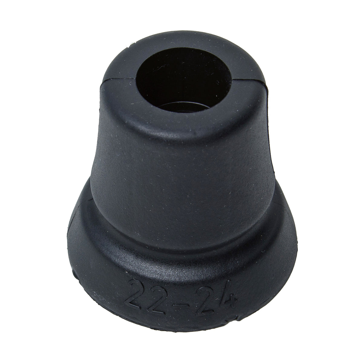 Krückenkapsel aus Gummi, schwarze Kappe mit zentrierter Öffnung