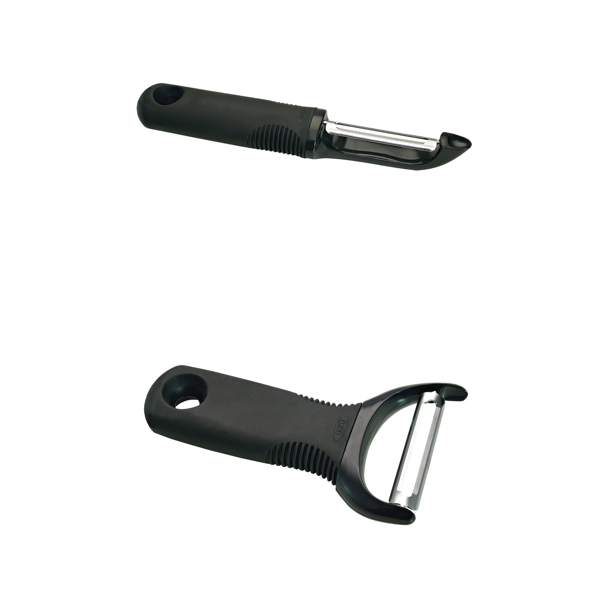 Sundo Good Grips Obst- und Gemüseschäler mit Metallklinge und schwarzem Griff