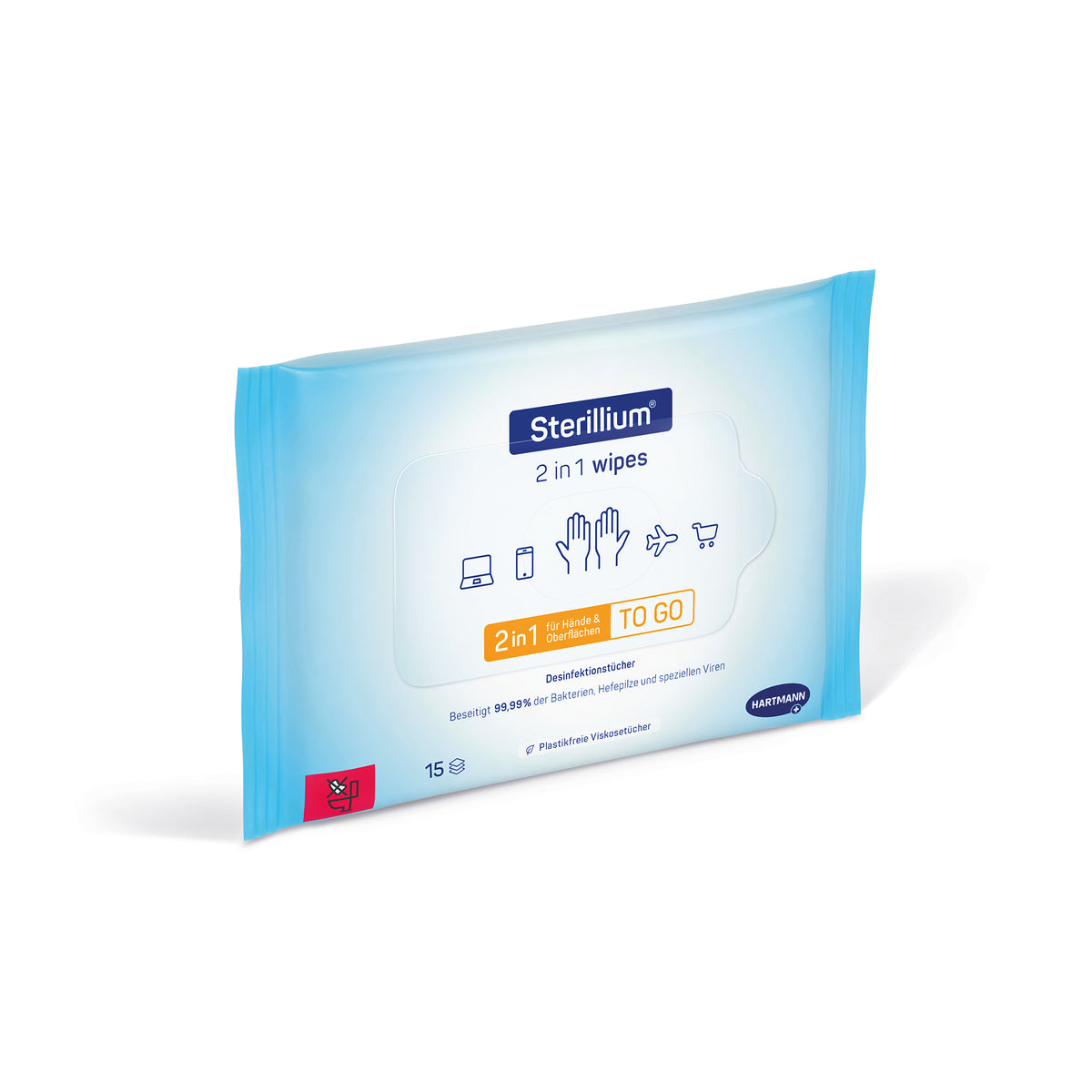 Sterillium® 2-in-1 Wipes Folienbeutel für Hände- und Flächendesinfektion, 15 Tücher