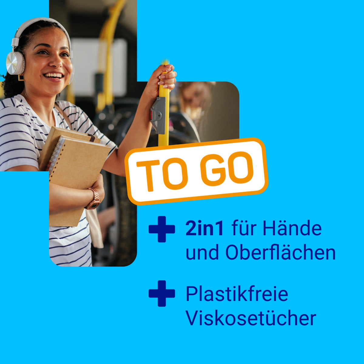 TO GO Sterillium® 2in1 Tücher für Hände und Oberflächen, plastikfreie Viskose