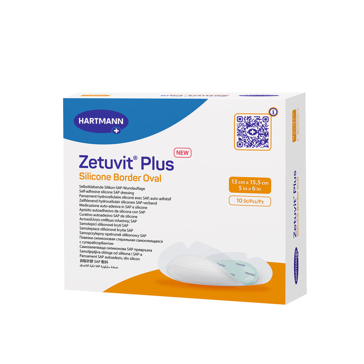 Hartmann Zetuvit® Plus Box, ovale Silikon-Kontaktschicht im Klebeflächen-Design