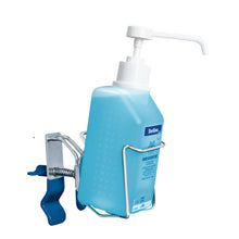 Hartmann Eurospender mit 3 flex Pumpflasche, blau, mit weißem Spenderkopf und Halterung