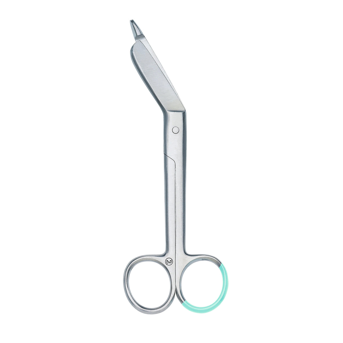 Verbandschere mit zwei Fingergriffen und spitzen Klingen, Metallausführung